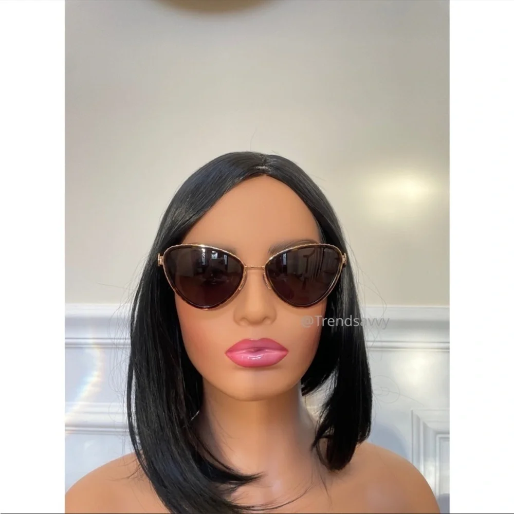 Moschino 57mm Cat Eye Sunglasses Havana Gold Green Lens NWT